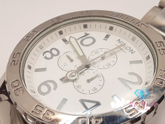ニクソン NIXON THE 51-30 クロノグラフ デイト メンズ 腕時計 ビッグ フェイス 白 ホワイト シルバー SS ブレス アナログ クォーツ QZ ウォッチ 【中古】【送料無料】 ht5923