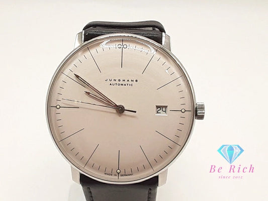 ユンハンス JUNGHANS マックスビル 自動巻き メンズ 腕時計 デイト 27 / 4002 46 ホワイト 白  ブラック 黒 SS レザー ブレス アナログ オートマ AT ウォッチ Max Bill 【中古】【送料無料】 ht5936