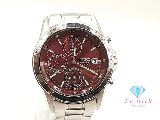 セイコー SEIKO クロノグラフ デイト メンズ 腕時計 7T92-0DW0 赤 レッド シルバー SS ブレス アナログ クォーツ QZ ウォッチ 【中古】【送料無料】 ht5939