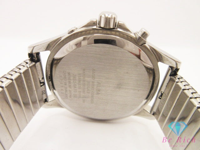 セイコー SEIKO ALBA アルバ 電波 ソーラー デイト 7B52-0AT0 メンズ 腕時計 白 ホワイト シルバー SS ブレス アナログ クォーツ QZ ウォッチ   【中古】【送料無料】 ht5946