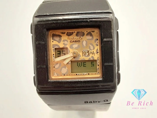 カシオ CASIO G-SHOCK Baby-G KESHA コラボ レディース 腕時計 BGA-200KS スクエア レオパード ゴールド ブラック 黒 樹脂 ブレス アナデジ ウォッチ ベビージー カスケット CASKET ケシャ 【中古】【送料無料】 ht5954