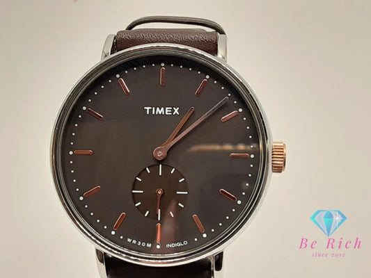 タイメックス TIMEX  INDIGLO ウィークエンダー フェア フィールド メンズ 腕時計 TW2R38100 スモセコ 黒 ブラック SS レザー ブレス アナログ クォーツ QZ ウォッチ インディグロ ナイト ライト 【中古】【送料無料】 ht5956