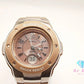 カシオ CASIO BabyG G-MS 電波 ソーラー レディース 腕時計 MSG-3001CJ ピンク ベージュ シルバー SS ブレス アナデジ クォーツ QZ ウォッチ G-SHOCK ベビージー ジーミズ 【中古】【送料無料】ht5961