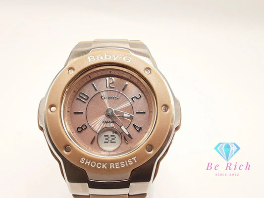 カシオ CASIO BabyG G-MS 電波 ソーラー レディース 腕時計 MSG-3001CJ ピンク ベージュ シルバー SS ブレス アナデジ クォーツ QZ ウォッチ G-SHOCK ベビージー ジーミズ 【中古】【送料無料】ht5961