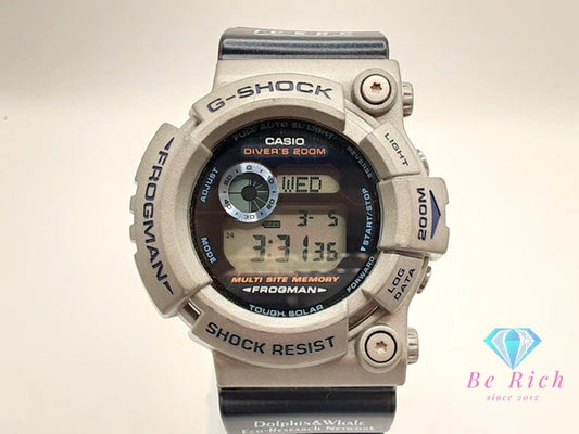カシオ CASIO G-SHOCK フロッグマン GW-200K タフ ソーラー メンズ 腕時計 イルカ クジラ 国際会議 モデル ネイビー 紺 シルバー チタン 樹脂 ブレス デジタル クォーツ QZ ウォッチ ジーショック Gショック 2001 FROGMAN  【中古】【送料無料】ht5962