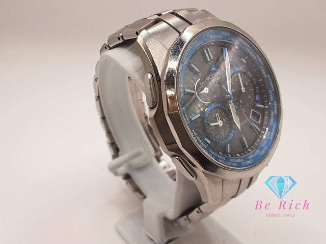 カシオ CASIO オシアナス マンタ 電波 ソーラー デイト メンズ 腕時計 OCW-S1400 黒 ブラックシルバー チタン ブレス アナログ クォーツ QZ ウォッチ OCEANUS MANTA  【中古】【送料無料】 ht5969