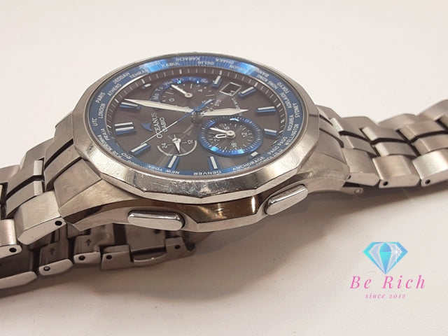 カシオ CASIO オシアナス マンタ 電波 ソーラー デイト メンズ 腕時計 OCW-S1400 黒 ブラックシルバー チタン ブレス アナログ クォーツ QZ ウォッチ OCEANUS MANTA  【中古】【送料無料】 ht5969
