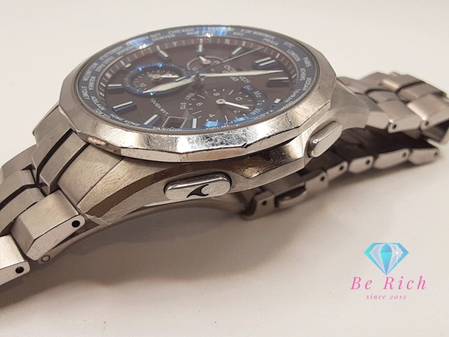 カシオ CASIO オシアナス マンタ 電波 ソーラー デイト メンズ 腕時計 OCW-S1400 黒 ブラックシルバー チタン ブレス アナログ クォーツ QZ ウォッチ OCEANUS MANTA  【中古】【送料無料】 ht5969