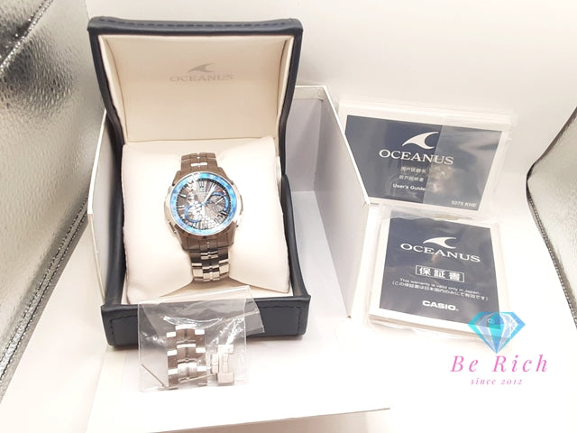 カシオ CASIO オシアナス マンタ 電波 ソーラー デイト メンズ 腕時計 OCW-S1400 黒 ブラックシルバー チタン ブレス アナログ クォーツ QZ ウォッチ OCEANUS MANTA  【中古】【送料無料】 ht5969