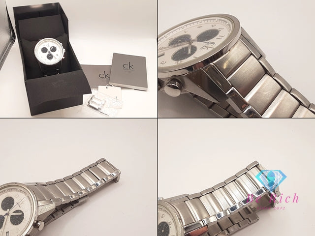 カルバンクライン Calvin Klein クロノグラフ デイト メンズ腕時計 K9514104 白 ホワイト シルバー SS ブレス アナログ クォーツ QZ ウォッチ CK  【中古】【送料無料】 ht5981