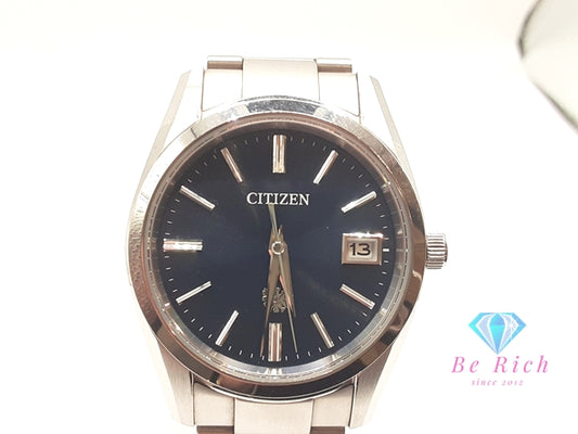 ザ シチズン The CITIZEN エコ ドライブ メンズ 腕時計 デイト AQ4080-52A 青 ブルー シルバー SS ブレス アナログ クォーツ QZ ウォッチ Eco-Drive ソーラー 【中古】【送料無料】 ht5986