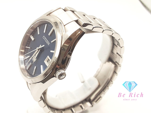 ザ シチズン The CITIZEN エコ ドライブ メンズ 腕時計 デイト AQ4080-52A 青 ブルー シルバー SS ブレス アナログ クォーツ QZ ウォッチ Eco-Drive ソーラー 【中古】【送料無料】 ht5986