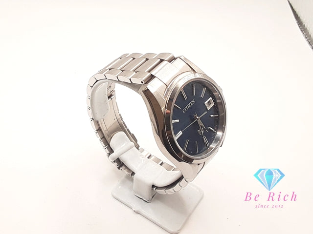 ザ シチズン The CITIZEN エコ ドライブ メンズ 腕時計 デイト AQ4080-52A 青 ブルー シルバー SS ブレス アナログ クォーツ QZ ウォッチ Eco-Drive ソーラー 【中古】【送料無料】 ht5986