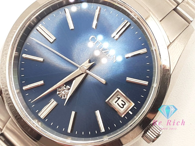 ザ シチズン The CITIZEN エコ ドライブ メンズ 腕時計 デイト AQ4080-52A 青 ブルー シルバー SS ブレス アナログ クォーツ QZ ウォッチ Eco-Drive ソーラー 【中古】【送料無料】 ht5986