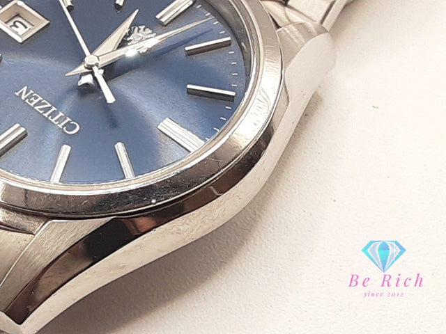 ザ シチズン The CITIZEN エコ ドライブ メンズ 腕時計 デイト AQ4080-52A 青 ブルー シルバー SS ブレス アナログ クォーツ QZ ウォッチ Eco-Drive ソーラー 【中古】【送料無料】 ht5986