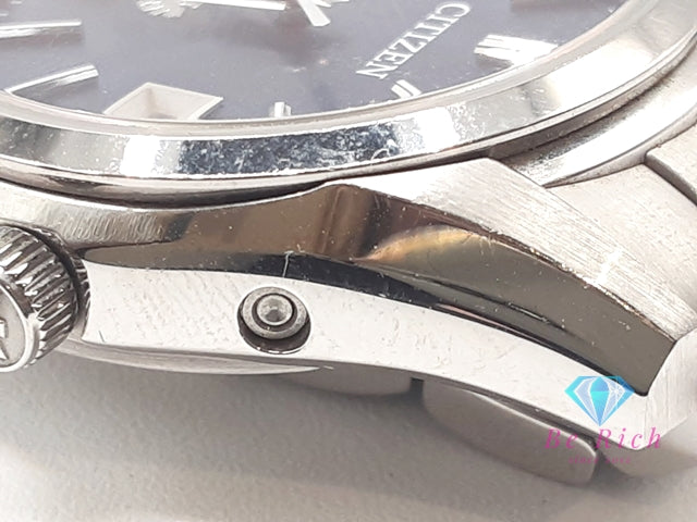 ザ シチズン The CITIZEN エコ ドライブ メンズ 腕時計 デイト AQ4080-52A 青 ブルー シルバー SS ブレス アナログ クォーツ QZ ウォッチ Eco-Drive ソーラー 【中古】【送料無料】 ht5986