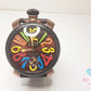 ガガミラノ GAGA MILANO マヌアーレ 48 MM 手巻き メンズ 腕時計 5016.5 500本 限定 茶 ブラウン カーボン SS GP レザー ブレス アナログ ウォッチ  【中古】【送料無料】 ht5993