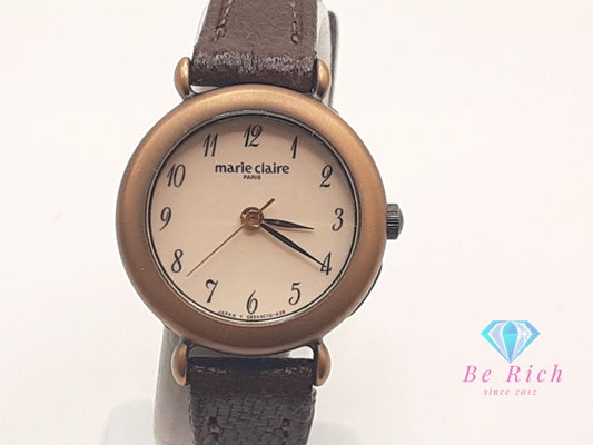 マリ クレール Marie Claire レディース 腕時計 D85201-00 B2 ベージュ ブラウン 茶 SS レザー ブレス アナログ クォーツ QZ ウォッチ  【中古】 【送料無料】 ht6000