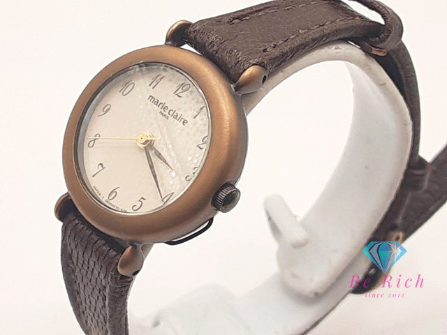 マリ クレール Marie Claire レディース 腕時計 D85201-00 B2 ベージュ ブラウン 茶 SS レザー ブレス アナログ クォーツ QZ ウォッチ  【中古】 【送料無料】 ht6000