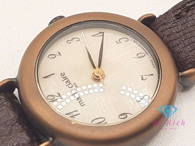 マリ クレール Marie Claire レディース 腕時計 D85201-00 B2 ベージュ ブラウン 茶 SS レザー ブレス アナログ クォーツ QZ ウォッチ  【中古】 【送料無料】 ht6000