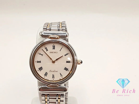 セイコー SEIKO エクセリーヌ レディース 腕時計 7320-0380 白 ホワイト シルバー ゴールド SS GP ブレス アナログ クォーツ QZ ウォッチ Exceline  【中古】【送料無料】 ht6012