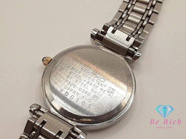 セイコー SEIKO エクセリーヌ レディース 腕時計 7320-0380 白 ホワイト シルバー ゴールド SS GP ブレス アナログ クォーツ QZ ウォッチ Exceline  【中古】【送料無料】 ht6012