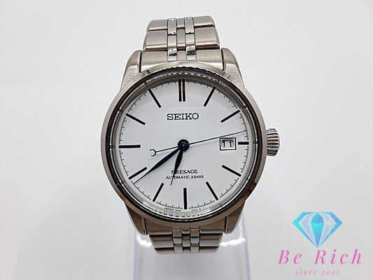 セイコー SEIKO プレサージュ デイト 自動巻き メンズ 腕時計 6R55-00D0 白 ホワイト シルバー SS ブレス オートマ AT ウォッチ PRESAGE   【中古】【送料無料】 ht6016