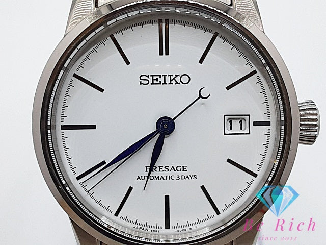 セイコー SEIKO プレサージュ デイト 自動巻き メンズ 腕時計 6R55-00D0 白 ホワイト シルバー SS ブレス オートマ AT ウォッチ PRESAGE   【中古】【送料無料】 ht6016