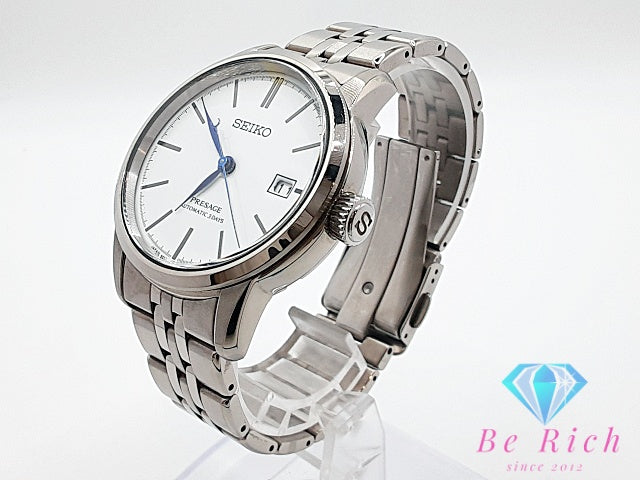 セイコー SEIKO プレサージュ デイト 自動巻き メンズ 腕時計 6R55-00D0 白 ホワイト シルバー SS ブレス オートマ AT ウォッチ PRESAGE   【中古】【送料無料】 ht6016