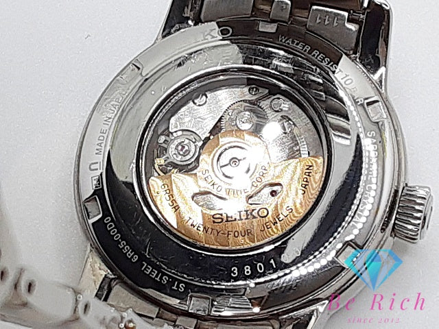 セイコー SEIKO プレサージュ デイト 自動巻き メンズ 腕時計 6R55-00D0 白 ホワイト シルバー SS ブレス オートマ AT ウォッチ PRESAGE   【中古】【送料無料】 ht6016