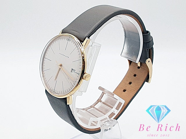 ユンハンス JUNGHANS マックスビル デイト 腕時計 47/7853.04 ホワイト 白 グレー SS GP レザー ブレス アナログ クォーツ QZ ウォッチ ユニセックス ボーイズ メンズ レディース Max Bill  【中古】【送料無料】 ht6017