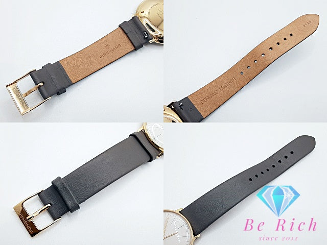 ユンハンス JUNGHANS マックスビル デイト 腕時計 47/7853.04 ホワイト 白 グレー SS GP レザー ブレス アナログ クォーツ QZ ウォッチ ユニセックス ボーイズ メンズ レディース Max Bill  【中古】【送料無料】 ht6017