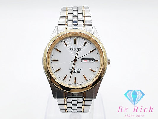 シチズン CITIZEN レグノ ソーラー デイデイト E101-S028230 メンズ 腕時計 ホワイト 白 SS ブレス アナログ クォーツ QZ ウォッチ REGUNO 【中古】【送料無料】 ht6021
