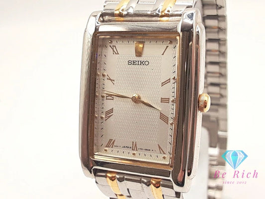 セイコー SEIKO メンズ 腕時計 V701-5E30 白 ホワイト ゴールド SS GP ブレス アナログ クォーツ QZ ウォッチ 【中古】【送料無料】 ht6082