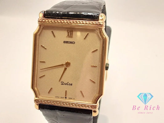 セイコー SEIKO ドルチェ メンズ 腕時計 9530-5040 ゴールド ブラック 黒 SS GP レザー ブレス アナログ クォーツ QZ ウォッチ DOLCE 【中古】【送料無料】 ht6103