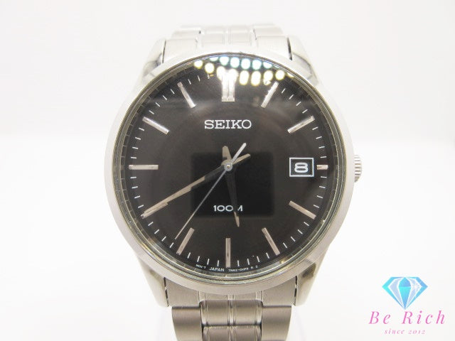 セイコー SEIKO メンズ 腕時計 デイト 7N42-0EX0 黒 ブラック シルバー SS ブレス アナログ クォーツ QZ ウォッチ 【中古】【送料無料】 ht6105