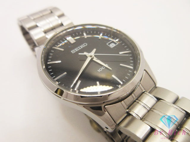 セイコー SEIKO メンズ 腕時計 デイト 7N42-0EX0 黒 ブラック シルバー SS ブレス アナログ クォーツ QZ ウォッチ 【中古】【送料無料】 ht6105