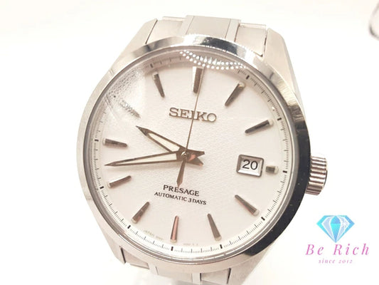 美品 セイコー SEIKO プレサージュ デイト 自動巻き メンズ 腕時計 SARX115 6R55-00E0 白 ホワイト シルバー SS ブレス オートマ AT ウォッチ PRESAGE   【中古】【送料無料】 ht6112