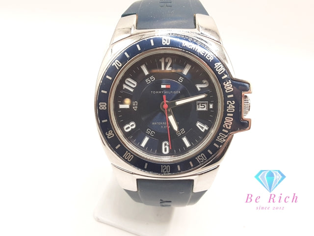 トミー ヒルフィガー TOMMY HILFIGER メンズ 腕時計 F90271 紺 ネイビー SS ラバー ブレス アナログ クォーツ QZ ウォッチ 【中古】【送料無料】 ht6131