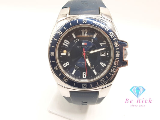トミー ヒルフィガー TOMMY HILFIGER メンズ 腕時計 F90271 紺 ネイビー SS ラバー ブレス アナログ クォーツ QZ ウォッチ 【中古】【送料無料】 ht6131