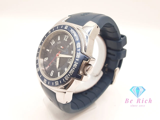 トミー ヒルフィガー TOMMY HILFIGER メンズ 腕時計 F90271 紺 ネイビー SS ラバー ブレス アナログ クォーツ QZ ウォッチ 【中古】【送料無料】 ht6131