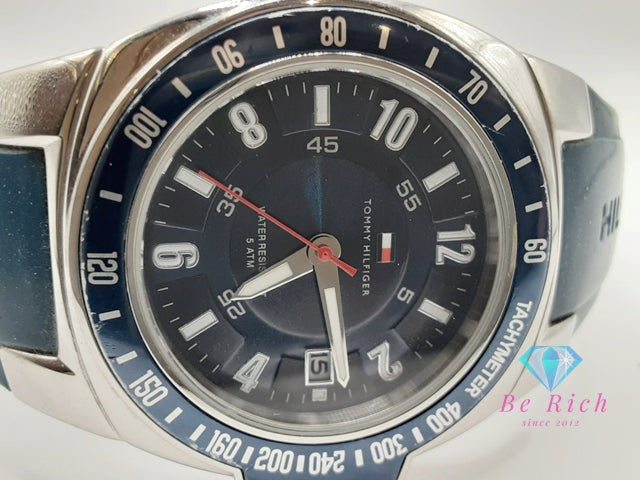 トミー ヒルフィガー TOMMY HILFIGER メンズ 腕時計 F90271 紺 ネイビー SS ラバー ブレス アナログ クォーツ QZ ウォッチ 【中古】【送料無料】 ht6131