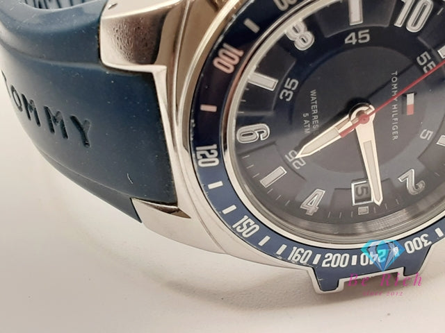 トミー ヒルフィガー TOMMY HILFIGER メンズ 腕時計 F90271 紺 ネイビー SS ラバー ブレス アナログ クォーツ QZ ウォッチ 【中古】【送料無料】 ht6131