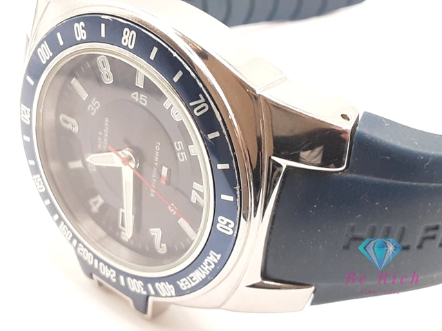 トミー ヒルフィガー TOMMY HILFIGER メンズ 腕時計 F90271 紺 ネイビー SS ラバー ブレス アナログ クォーツ QZ ウォッチ 【中古】【送料無料】 ht6131