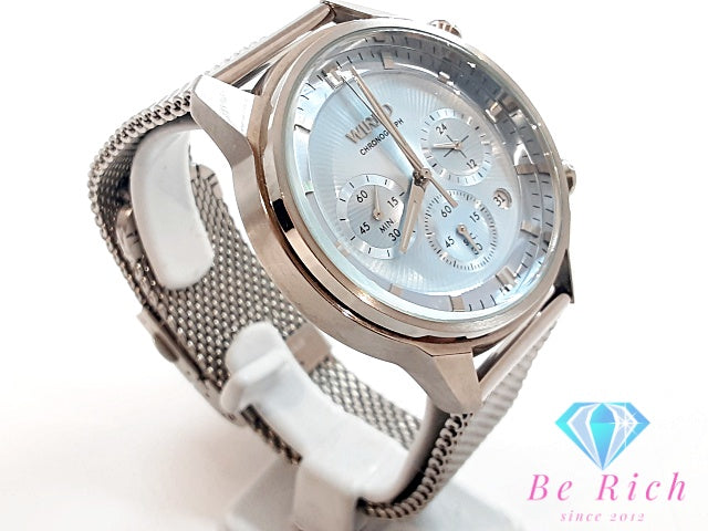セイコー SEIKO ワイアード TOKYO SORA クロノグラフ デイト AGAT454 VD53-KJJ0 メンズ 腕時計 ライト ブルー 水色 SS メッシュ ブレス アナログ クォーツ QZ ウォッチ トーキョー ソラ WIRED 【中古】【送料無料】 ht6133