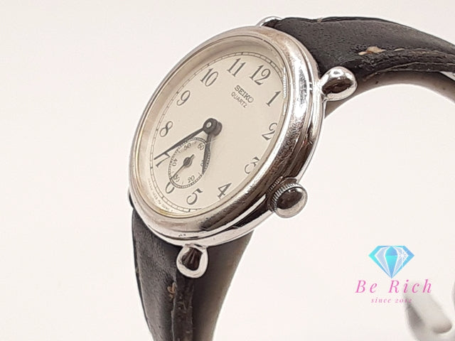 セイコー SEIKO レディース 腕時計 1428-0010 スモセコ 白 ホワイト ブラック 黒 SS レザー ブレス アナログ クォーツ QZ ウォッチ 【中古】【送料無料】 ht6143