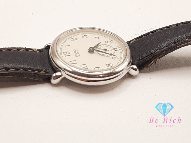 セイコー SEIKO レディース 腕時計 1428-0010 スモセコ 白 ホワイト ブラック 黒 SS レザー ブレス アナログ クォーツ QZ ウォッチ 【中古】【送料無料】 ht6143