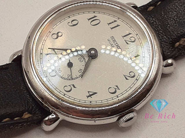 セイコー SEIKO レディース 腕時計 1428-0010 スモセコ 白 ホワイト ブラック 黒 SS レザー ブレス アナログ クォーツ QZ ウォッチ 【中古】【送料無料】 ht6143