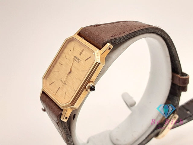 セイコー SEIKO エクセリーヌ レディース 腕時計 1220-5070 スクエア ゴールド ブラウン 茶 SS レザー ブレス アナログ クォーツ QZ ウォッチ EXCELINE  【中古】【送料無料】 ht6153