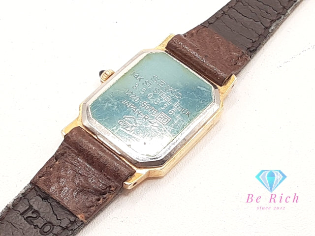 セイコー SEIKO エクセリーヌ レディース 腕時計 1220-5070 スクエア ゴールド ブラウン 茶 SS レザー ブレス アナログ クォーツ QZ ウォッチ EXCELINE  【中古】【送料無料】 ht6153
